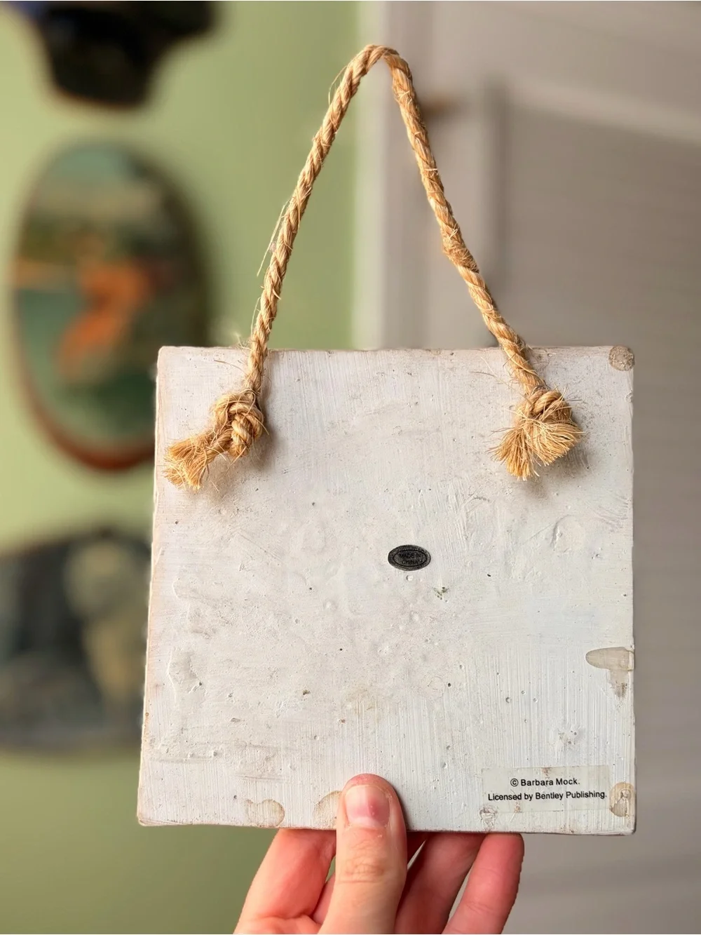 Vintage Rustic Plaque with Potted Floral Arrangement Bouquet by Barbara Mock